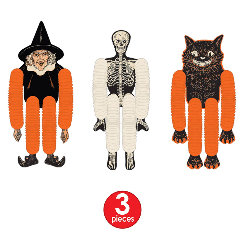 Quirks! Seasonal Decor, Halloween Vintage Halloween 14" Tissue Dancers Set of 3 by Beistle