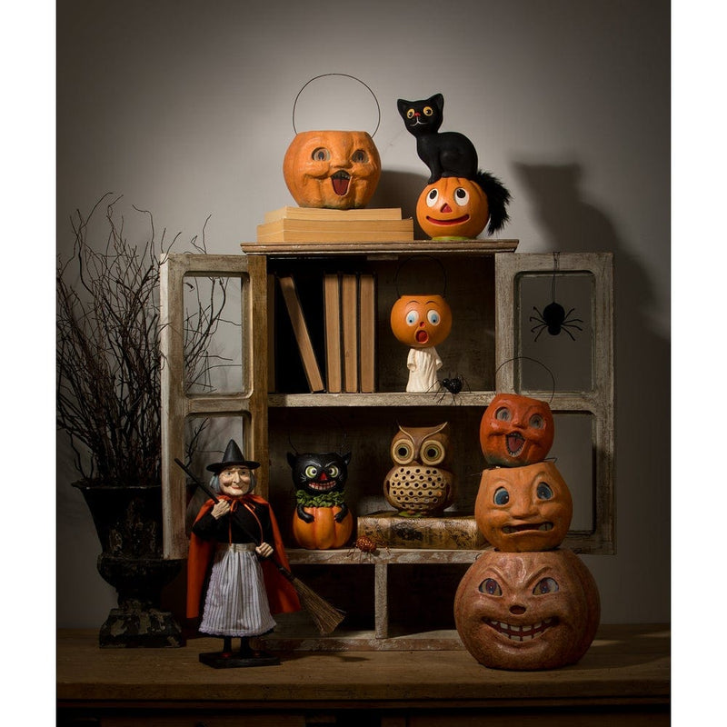 Quirks! Seasonal Decor, Halloween Vintage Witch with Broom Container by Bethany Lowe Designs