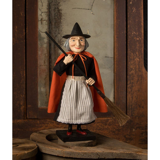 Quirks! Seasonal Decor, Halloween Vintage Witch with Broom Container by Bethany Lowe Designs