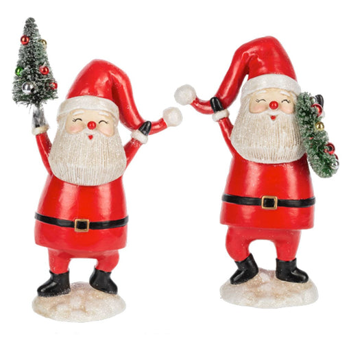 Quirks! Seasonal Decor Holly Jolly Santa Figurines Set of 2