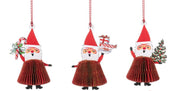 Quirks! Seasonal Decor Honeycomb Santa Ornaments Set of 3