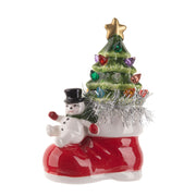 Quirks! Seasonal Decor LED Light Up Santa & Snowman w/Tree in Boot Figurines Set/2