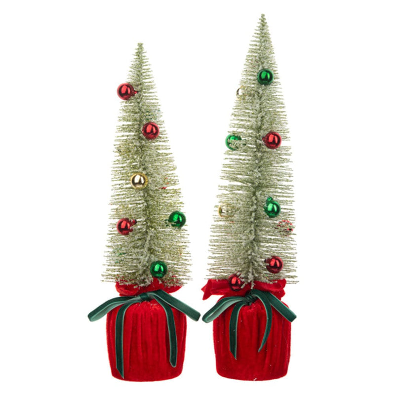 Quirks! Seasonal Decor Mini Ball Bottle Brush Tree Set of 2