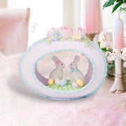Quirks! Seasonal Decor Retro Lavender Sugar Easter Egg Diorama w/ Bunnies