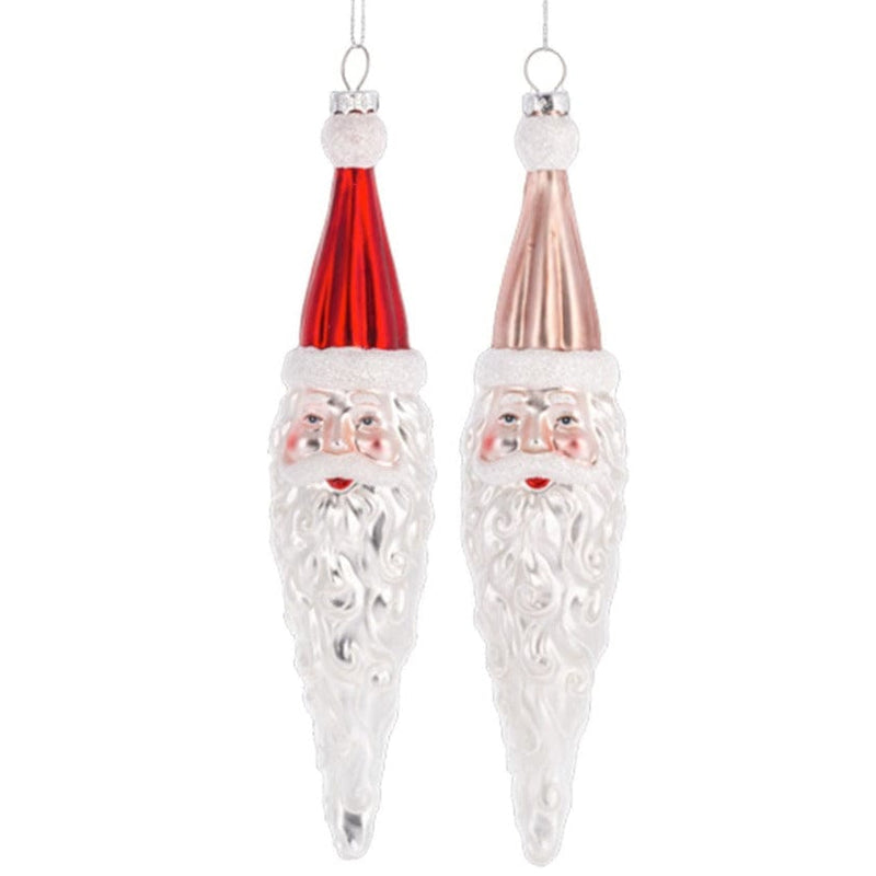 Quirks! Seasonal Decor Santa Icicle Blown Glass Ornaments Set of 4