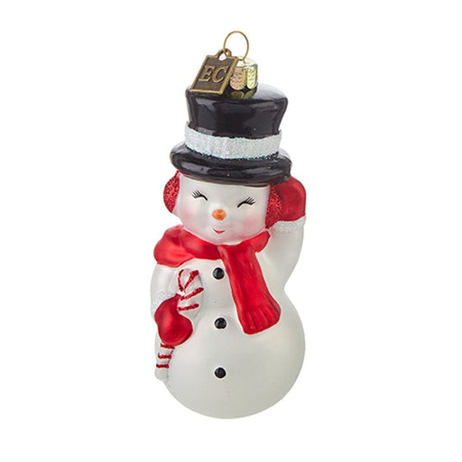 Quirks! Seasonal Decor Snowman Blow Mold Glass Ornament