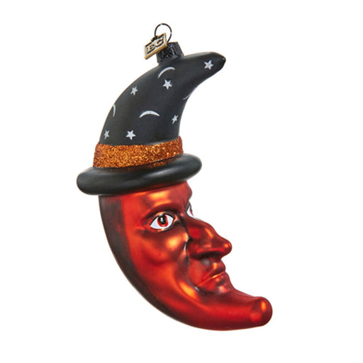 Quirks! Seasonal Decor Witchy Moon w/ Hat Glass Ornament by Eric Cortina