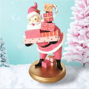 Quirks! Seasonal & Holiday Decorations 14" Pink Retro Santa w/ Gifts by December Diamonds