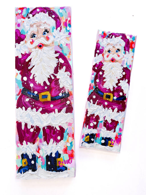 Quirks! Seasonal & Holiday Decorations Burgundy Vintage Santa Claus Original Painting