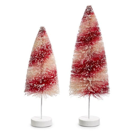 Quirks! Seasonal & Holiday Decorations Candy Cane Bottle Brush Trees - 12" and 10" Set of 2