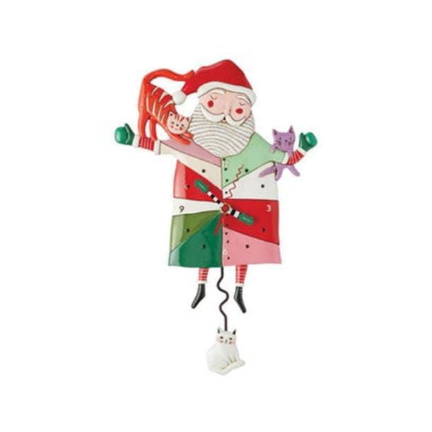 Quirks! Seasonal & Holiday Decorations Crazy Cat Santa Clock by Allen Designs