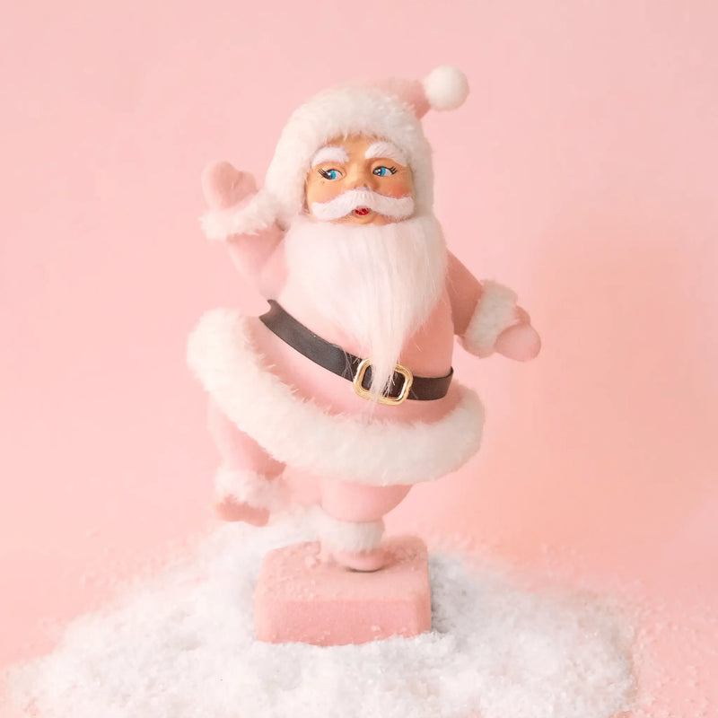 Quirks! Seasonal & Holiday Decorations Dancing Flocked Dancing Santa | Light Pink