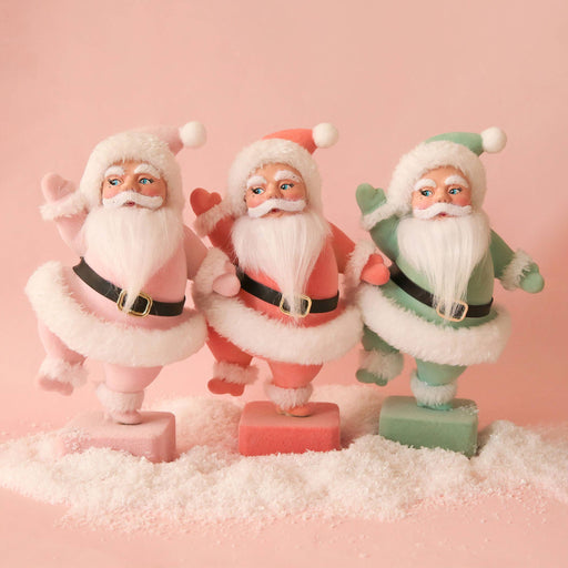 Quirks! Seasonal & Holiday Decorations Dancing Flocked Dancing Santa | Light Pink