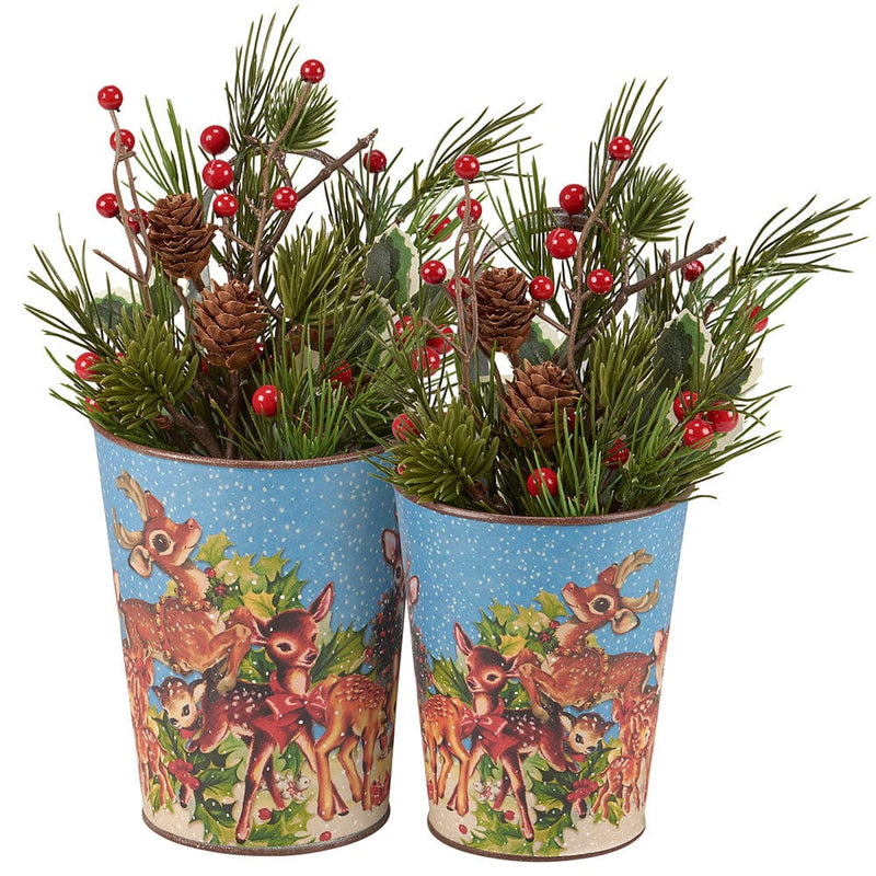 Quirks! Seasonal & Holiday Decorations Retro Christmas Deer Wall Bucket Set