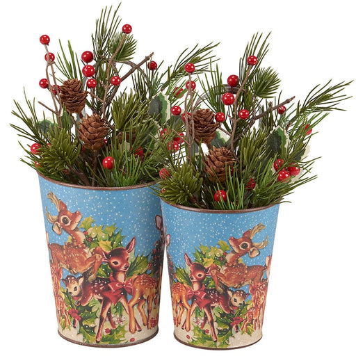 Quirks! Seasonal & Holiday Decorations Retro Christmas Deer Wall Bucket Set