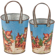 Quirks! Seasonal & Holiday Decorations Retro Christmas Deer Wall Bucket Set