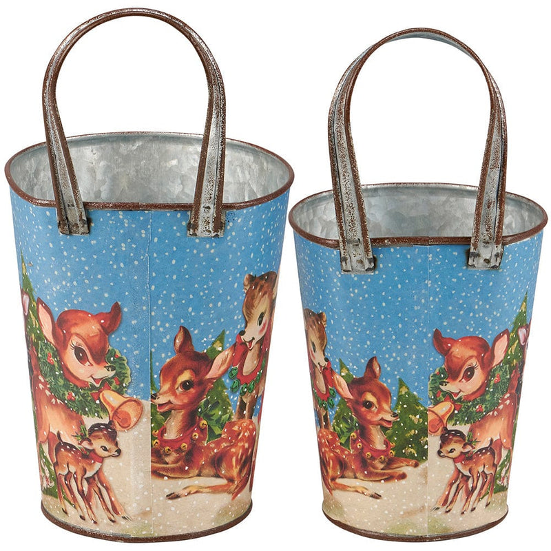Quirks! Seasonal & Holiday Decorations Retro Christmas Deer Wall Bucket Set