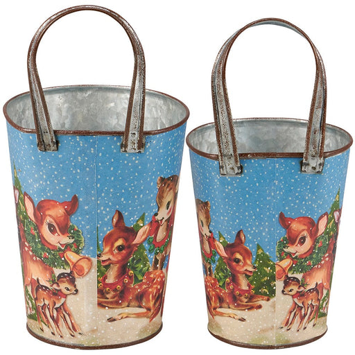 Quirks! Seasonal & Holiday Decorations Retro Christmas Deer Wall Bucket Set