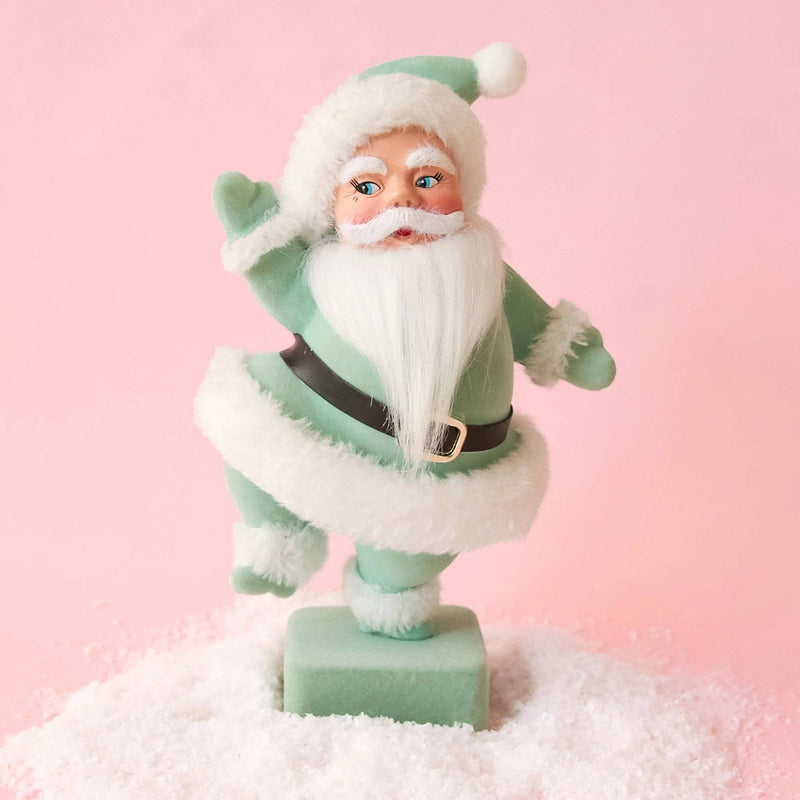 Quirks! Seasonal & Holiday Decorations Retro Flocked Dancing Santa | Mint
