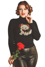 Quirks! sweater Be Mine Turtleneck Sweater in Black - SMALL