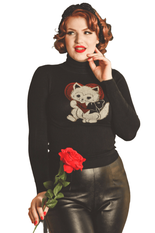 Quirks! sweater Be Mine Turtleneck Sweater in Black - SMALL