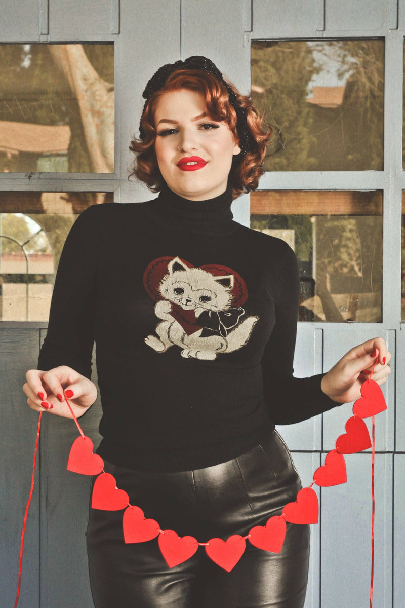 Quirks! sweater Be Mine Turtleneck Sweater in Black - SMALL