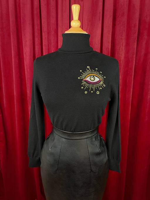 Quirks! Sweaters Third Eye Turtleneck Sweater in Black: Small