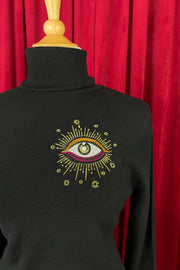Quirks! Sweaters Third Eye Turtleneck Sweater in Black: Small