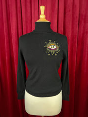 Quirks! Sweaters Third Eye Turtleneck Sweater in Black: Small