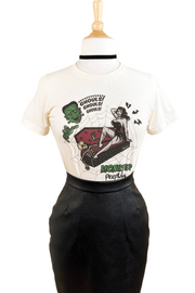 Quirks! T-shirt Monster Peepshow Fitted Tee in Ivory