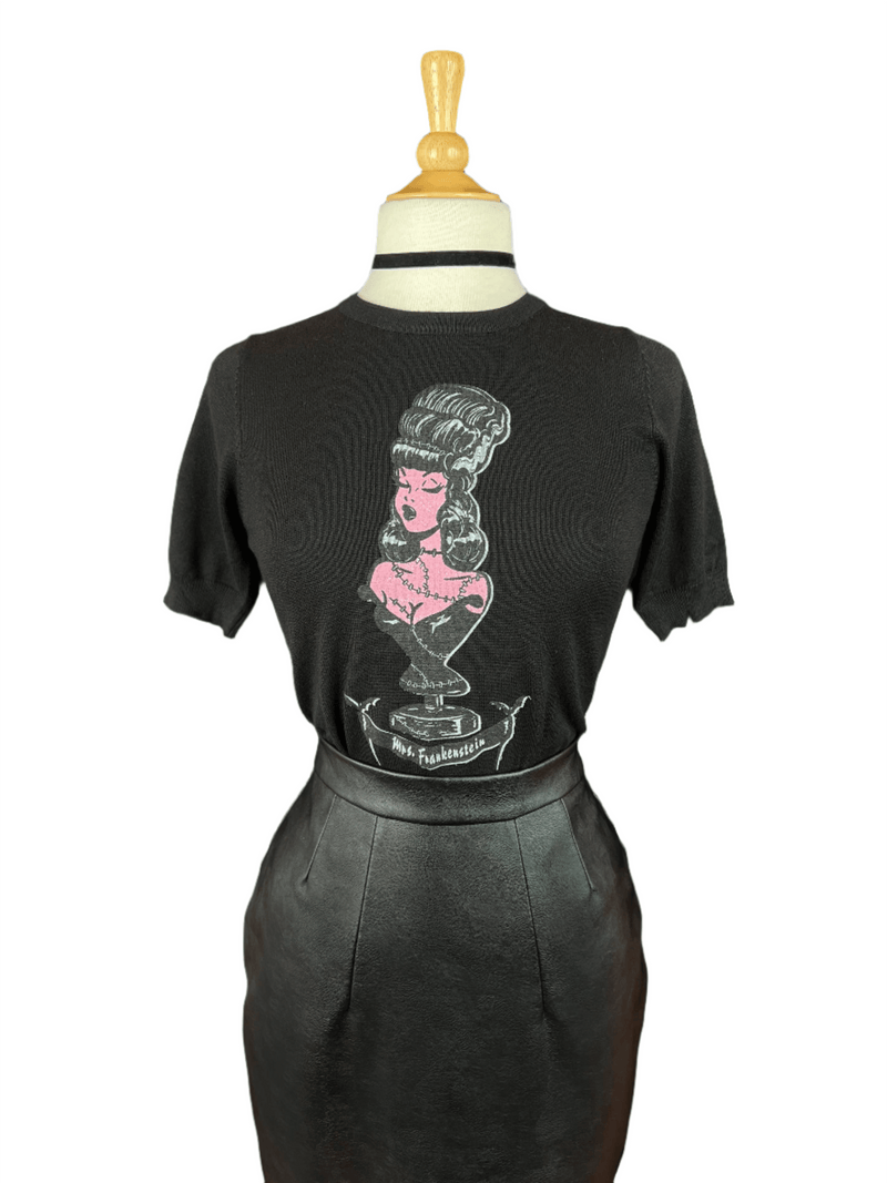 Quirks! T-shirt Mrs. Frankenstein short sleeve Sweater in Black