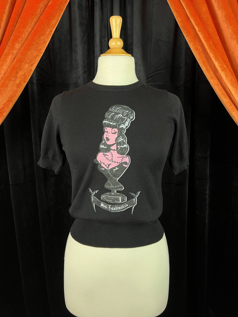 Quirks! T-shirt Mrs. Frankenstein short sleeve Sweater in Black