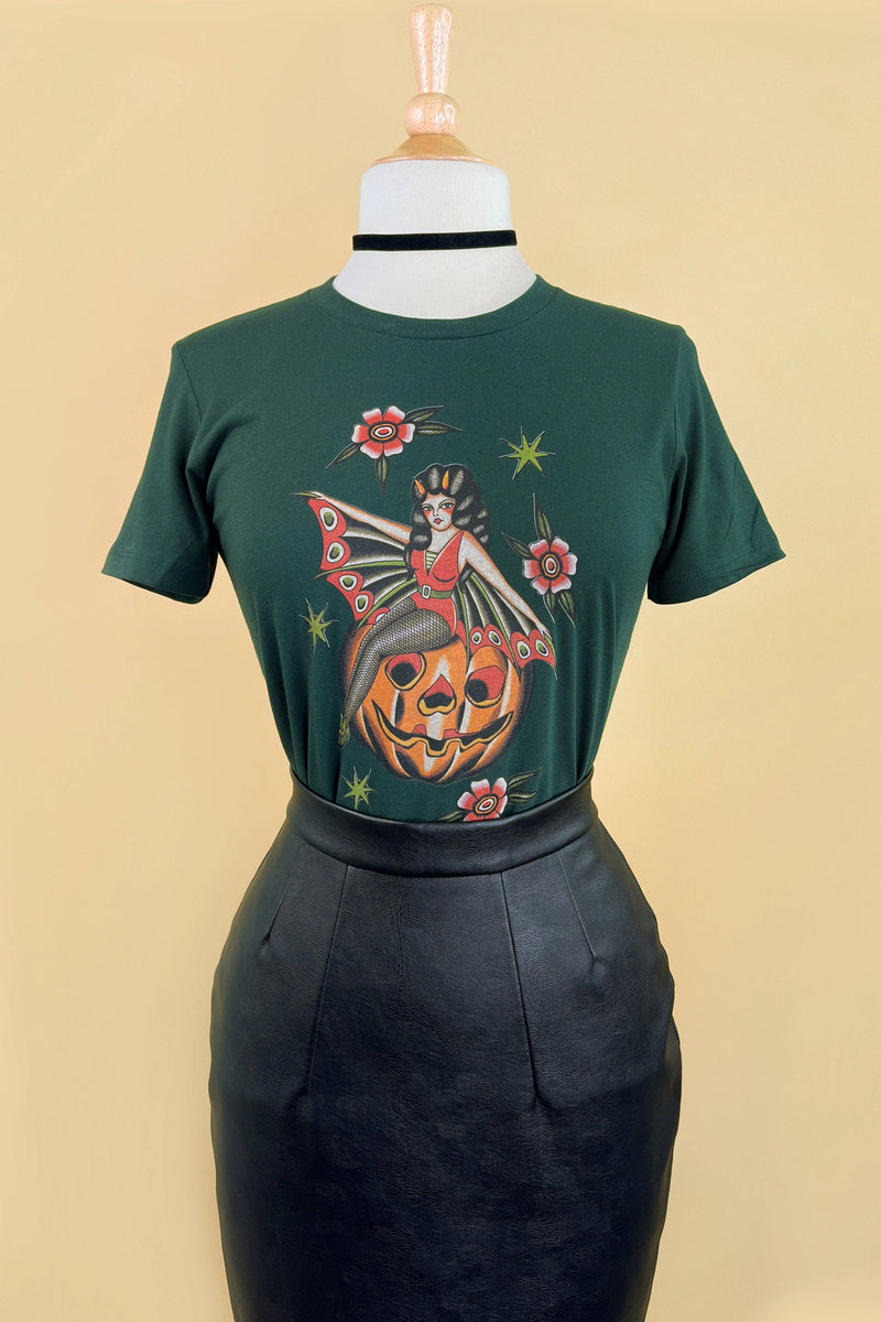 Quirks! T-shirt October Child Fitted Tee in Forest Green