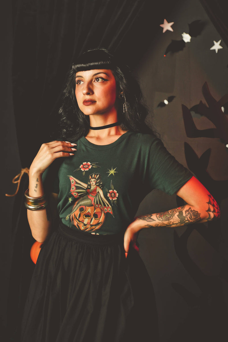 Quirks! T-shirt October Child Fitted Tee in Forest Green