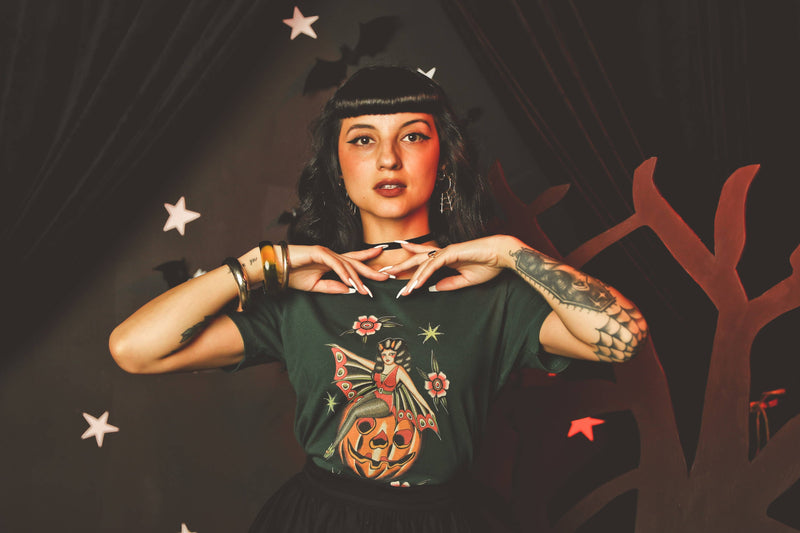 Quirks! T-shirt October Child Fitted Tee in Forest Green