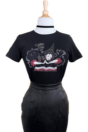 Quirks! T-shirt Witch Bible Fitted Tee in Black - SMALL