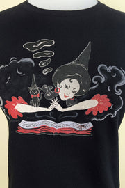 Quirks! T-shirt Witch Bible Fitted Tee in Black - SMALL