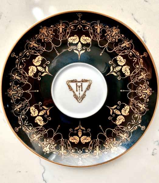 Quirks! tea cup Black Nouveau Cursed Insult Teacup and Saucer by Miss Havisham