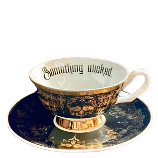 Quirks! tea cup Black Nouveau Something Wicked Insult Teacup and Saucer by Miss Havisham