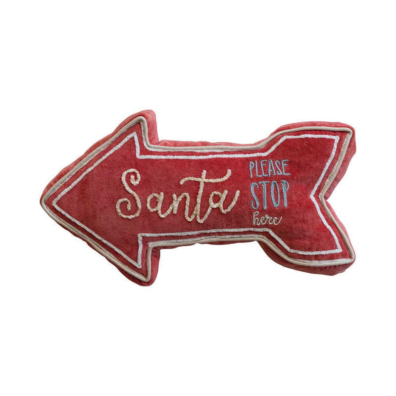 Quirks! throw pillow "Santa Stop Here" Velvet Arrow Shaped Lumbar Pillow