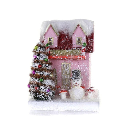 Quirks! Village Snowman Cottage Vintage-Inspired Putz House