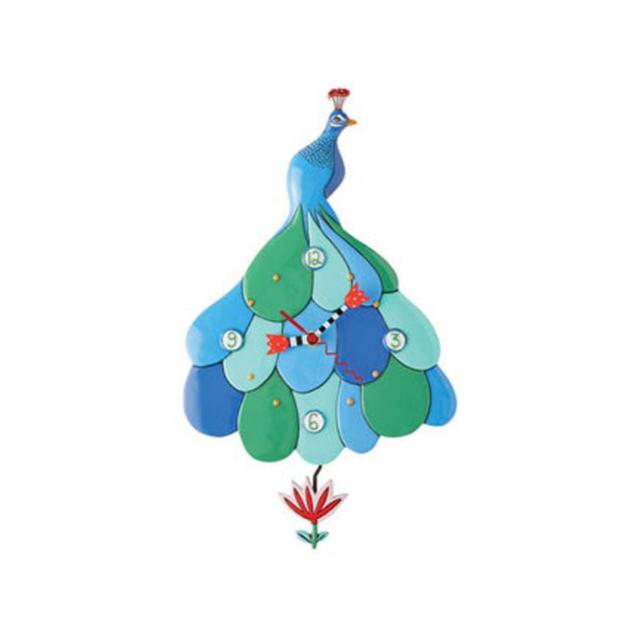 Quirks! Whimsical Pendulum Clocks Priscilla Peacock Clock by Allen Designs