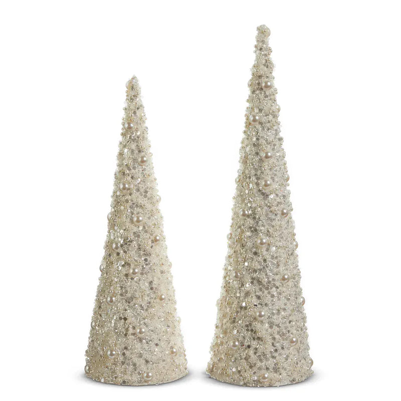 RAZ Imports Christmas 17" Pearl Embellished Cone Trees