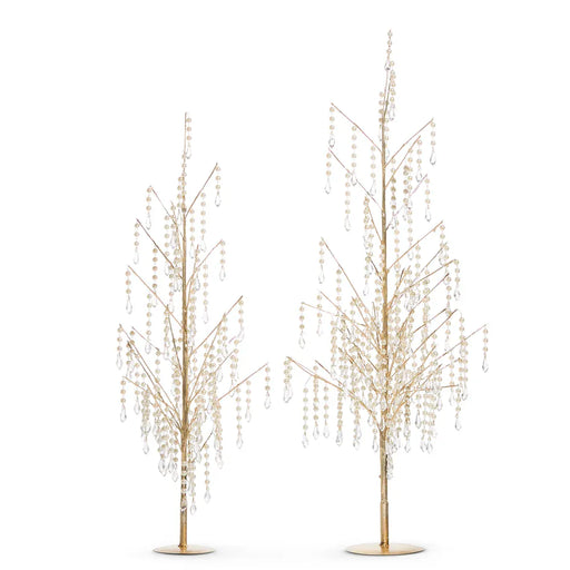 RAZ Imports Christmas 29.5" Dripping Pearl Trees - Set of 2
