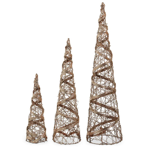 RAZ Imports Christmas 31.5" Champagne Vine Wrapped Cone Trees