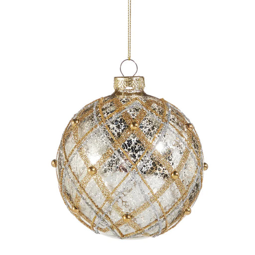 RAZ Imports Christmas Ornaments 4" Silver and Gold Mercury Glass Ball Ornament