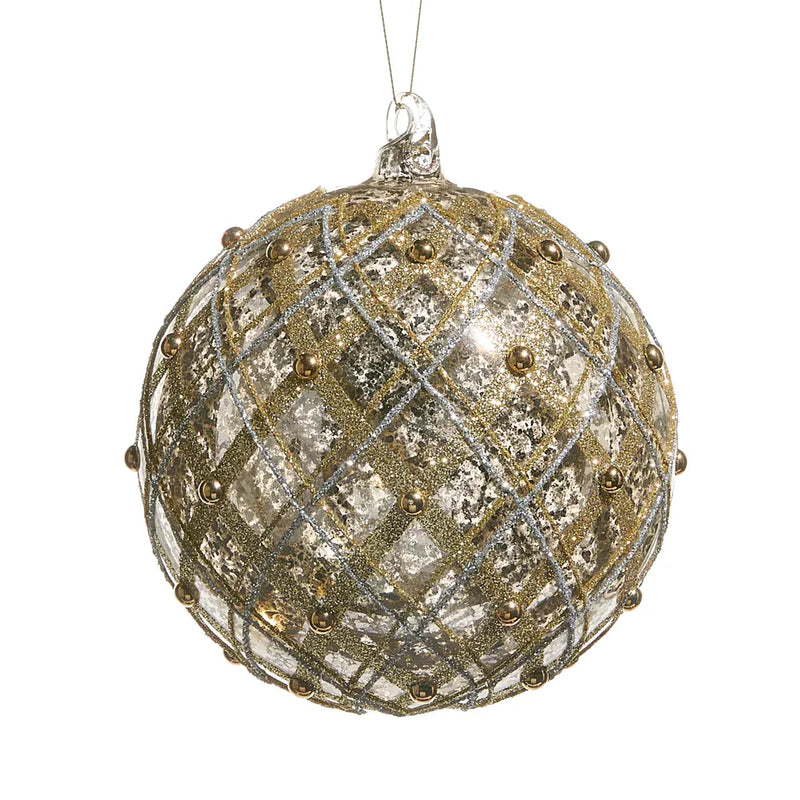 RAZ Imports Christmas Ornaments 6" Silver and Gold Mercury Glass Ball Ornament