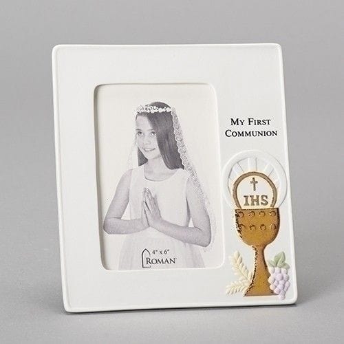 Roman 7.75"H CHALICE FRAM-HOLD 4X6 FIRST COMMUNION