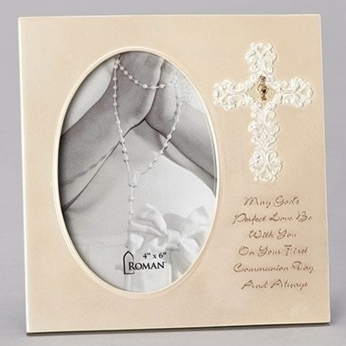 Roman 7"H COMMUNION OVAL FRAME 4X6 FITS 4X6" PHOTO