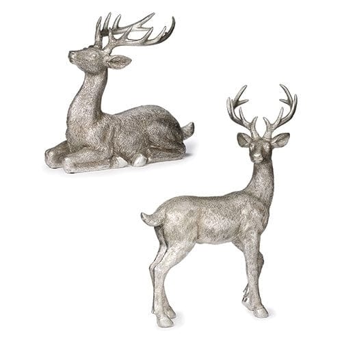 Roman Christmas 13" & 22"H Silver Deer Figure